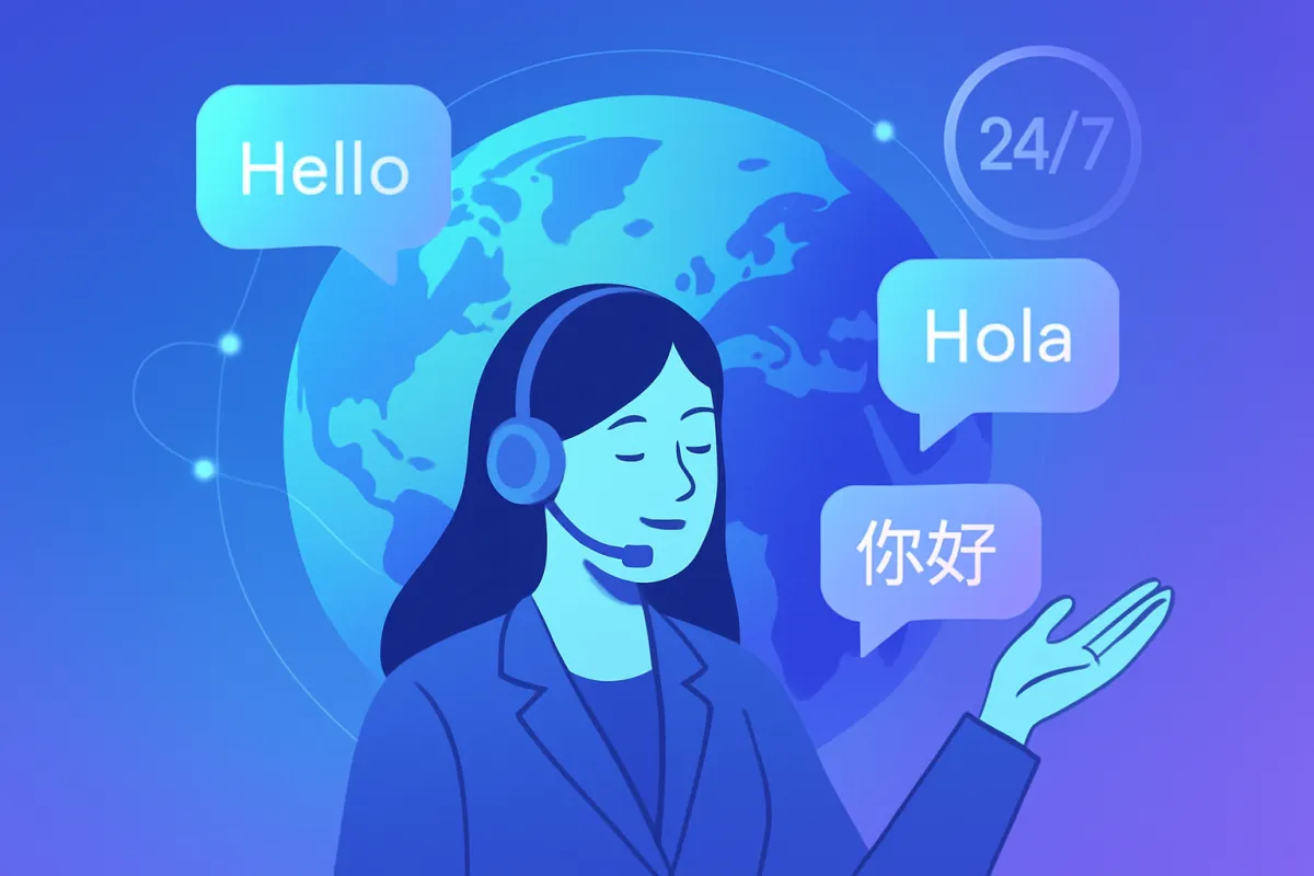 Réceptionniste AI Multilingue Sans Coût d'Installation : 44+ Langues, Zéro Intégration